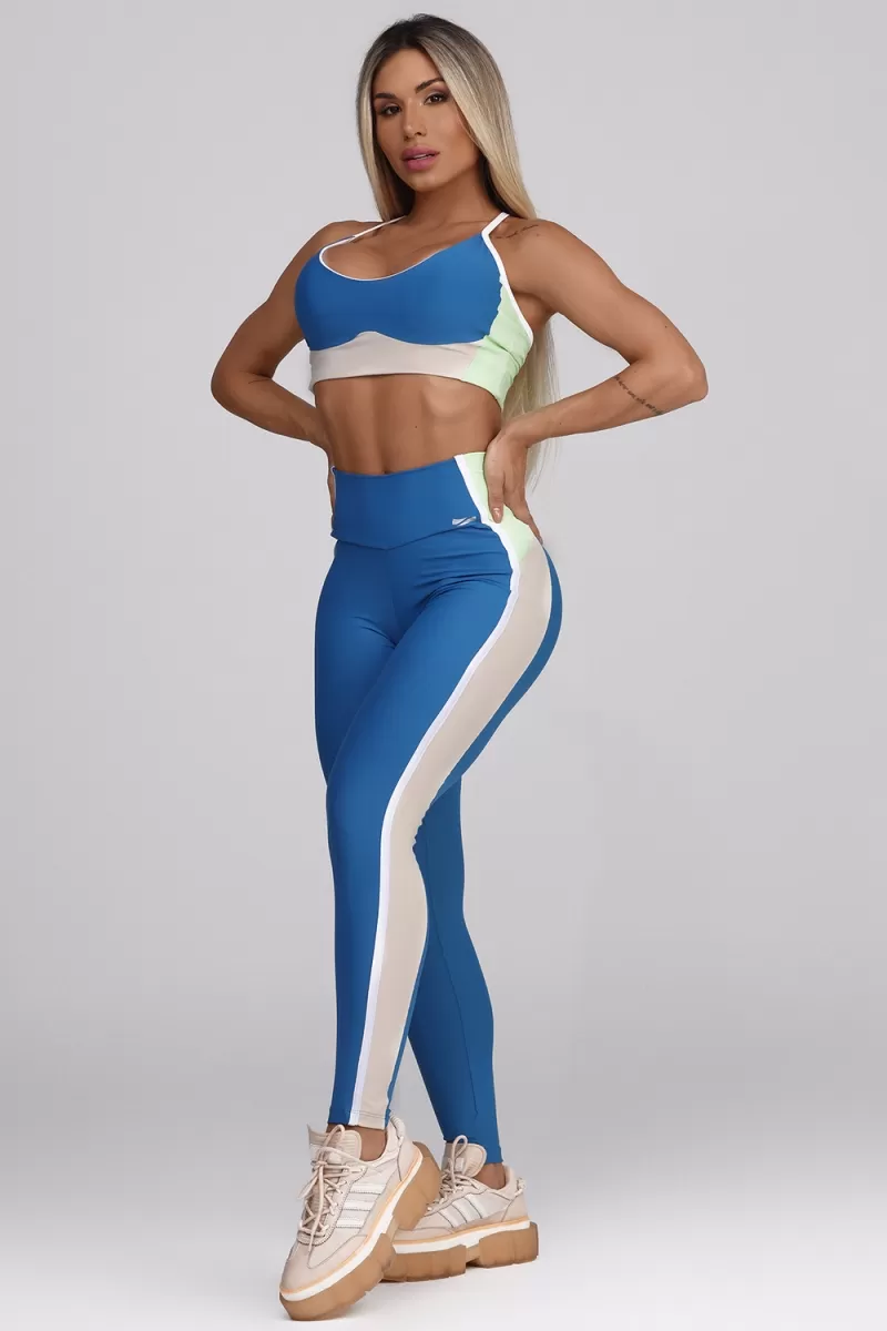 Легінси Sideview Blue сині з білим і зеленим